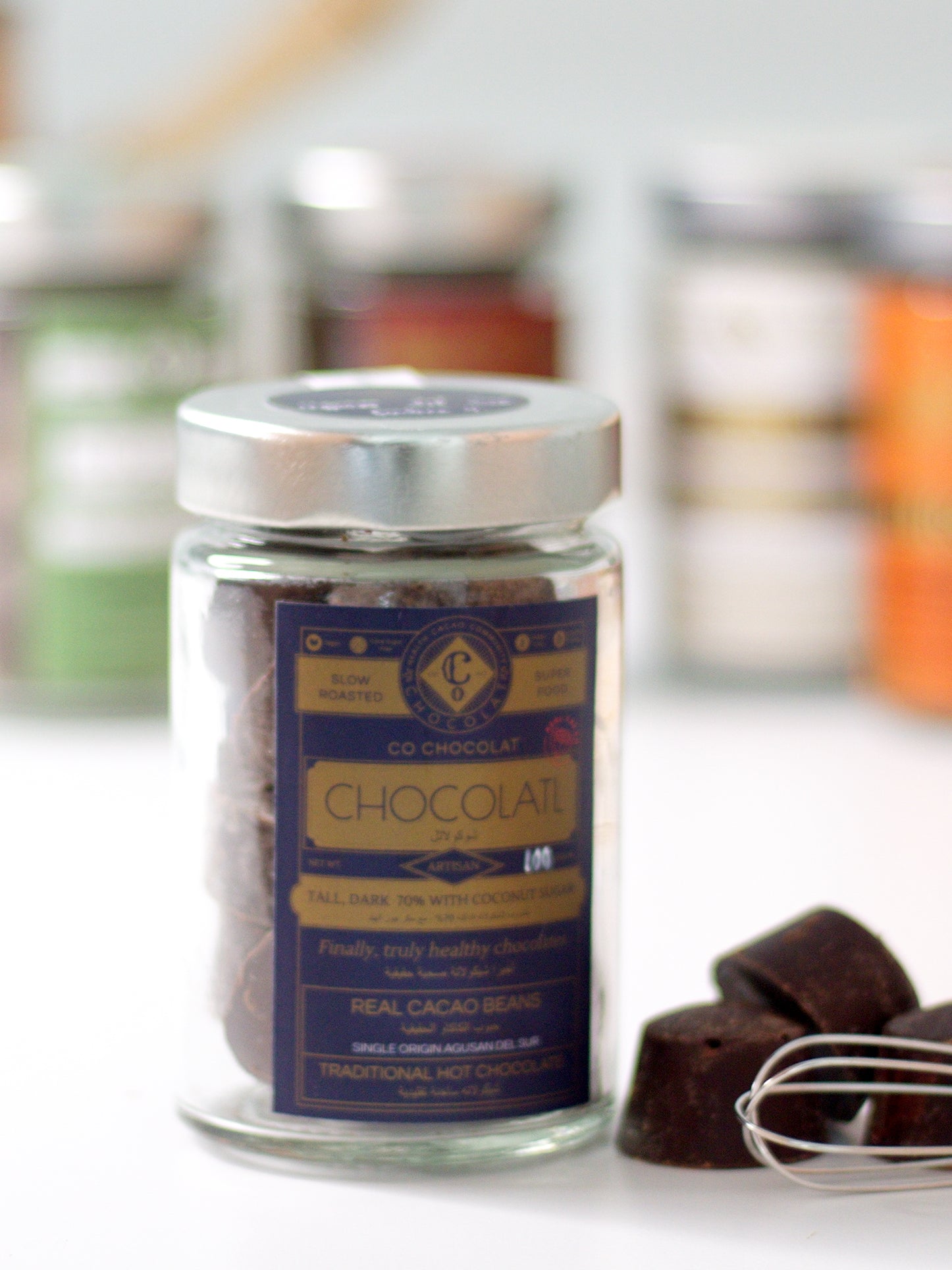Co Chocolat Tall, Dark 70% with Coconut Sugar Hot Chocolate - Vegan, Refined Sugar-Free, Gluten-Free, Nut-Free 100g Jar
