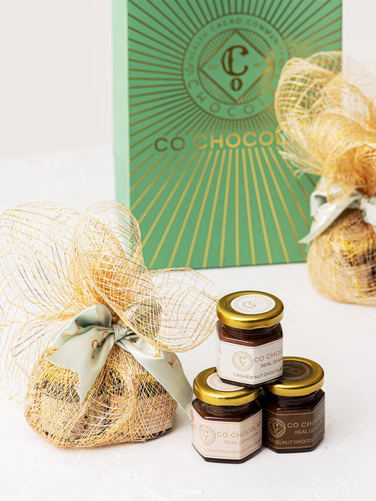 Co Chocolat Set of 3 Small Gianduja Jars With Sustainable Gift Wrapping